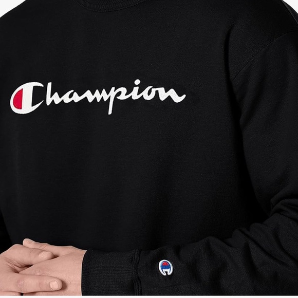 CHAMPION Men's Powerblend Fleece Midweight Crewneck Sweatsnirt Black Sz XLarge - Picture 6 of 7